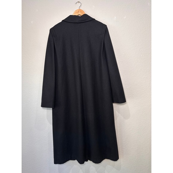 Hunters Run Womens Wool Blend Long Trench Coat Black Vintage Union Made USA - Picture 2 of 10
